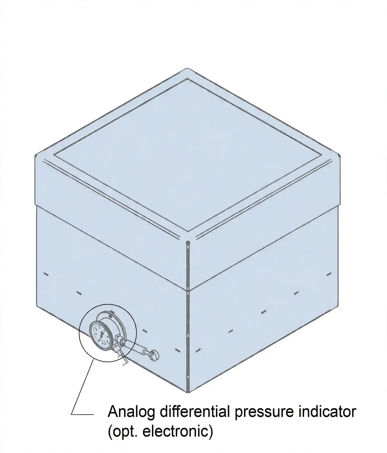 ECO AIR enclosure with analog differential pressure indicator callout (EN)
